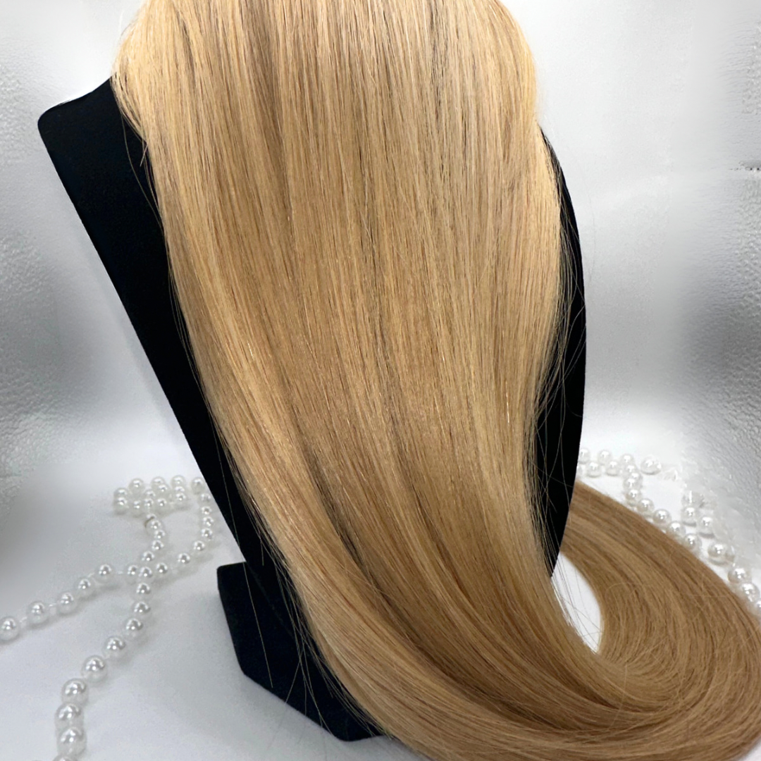 Golden blonde straight hair hot sale